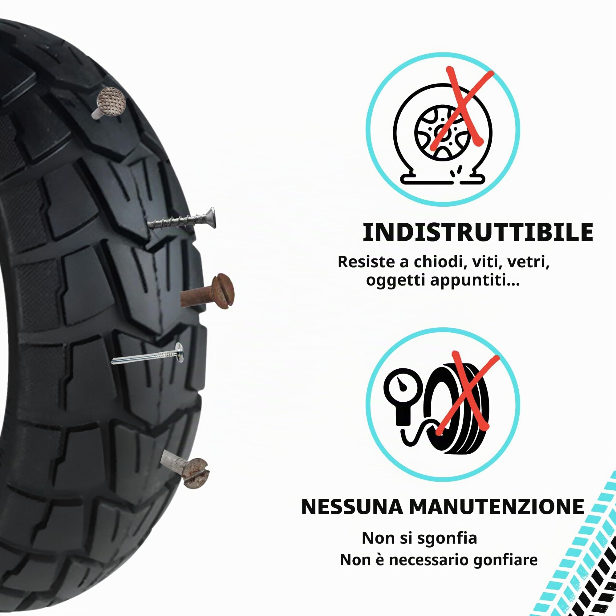 Bitume | Pneumatico Pieno Semi Offroad per Monopattino Elettrico Urbanglide Ecross Pro, Ecross Max | Pneumatico Imperabile 10x2.75-6.5 Pollici per Monopattino Elettrico Ruota Anteriore e Posteriore |