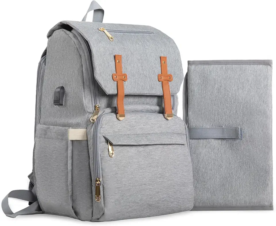 Mochila Maternal Feminina 16 em 1 Impermeável — Grande Capacidade com Bolso Térmico, Organizador para Fraldas e Acessórios, Ideal para Mães e Bebês