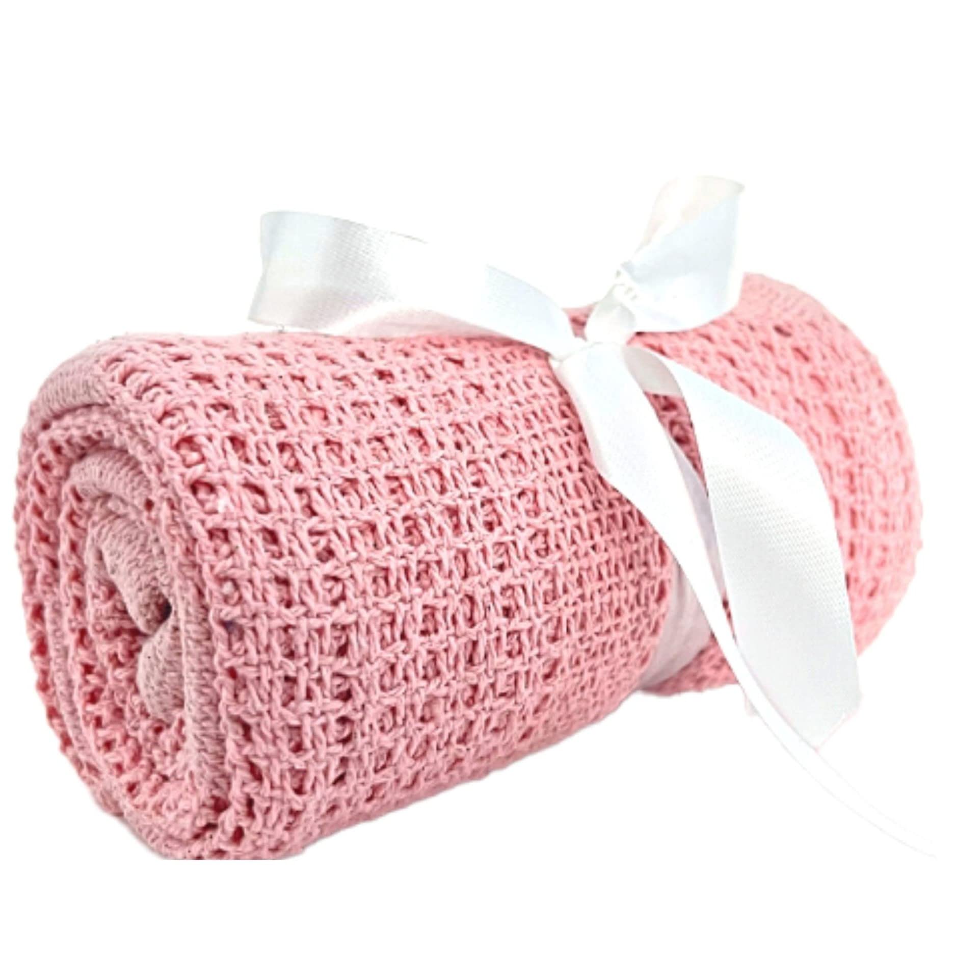 Star Online Pink Newborn Baby Cot Blankets Extra Soft Cellular Twin Pack 100% Pure Organic Cotton Crib Moses Basket Bedding And Pram Travel Car Blanket - 90 X 70Cm Lightweight