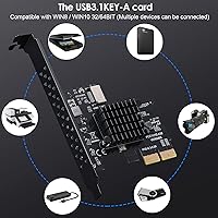 Vista 5 de Tarjeta de Expansión Frontal PCI-E 2X a USB3.1 A-Key Gen2 Tipo C, Tarjeta Riser de Conector de Panel Frontal Interno de 20 pines 10Gbps Tipo E