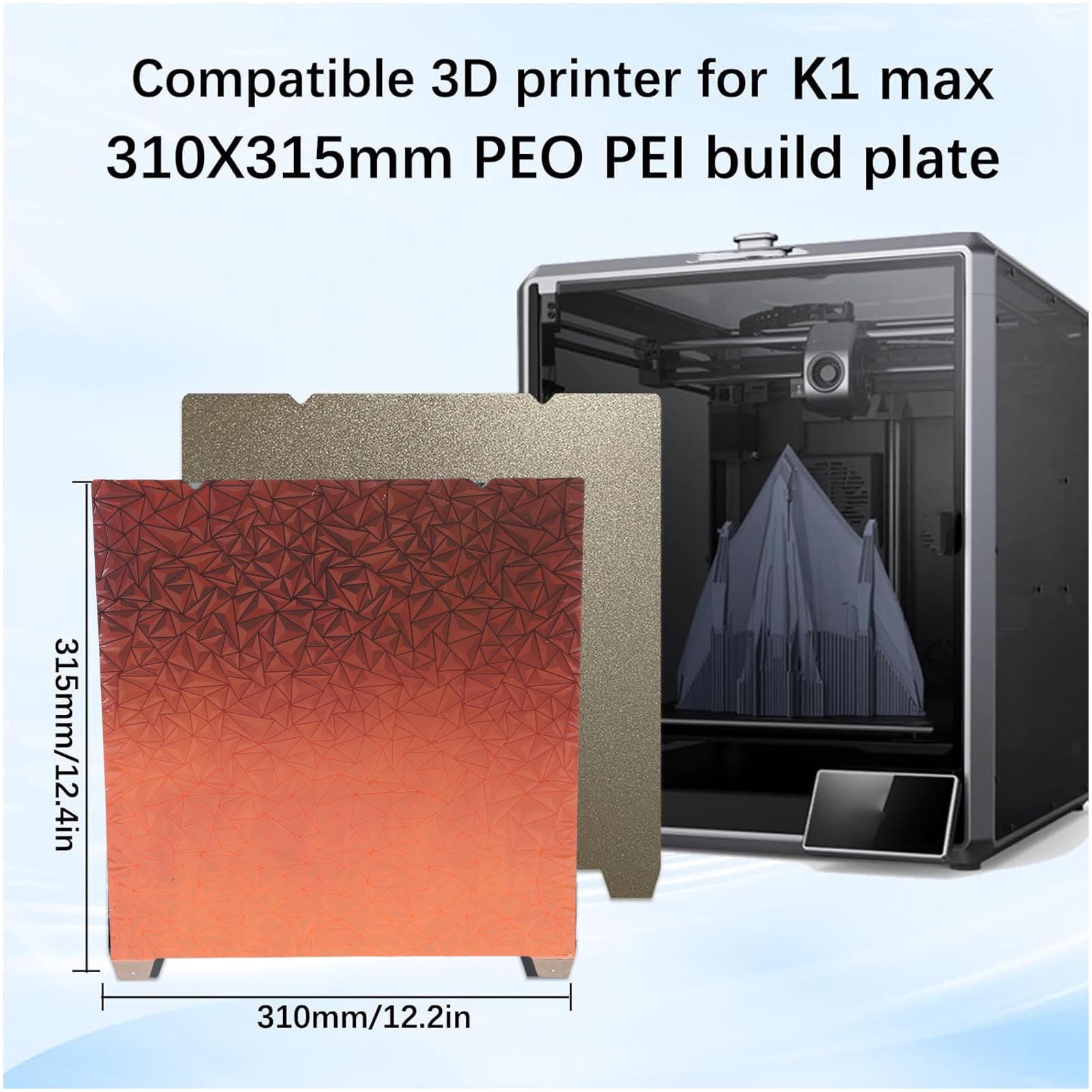 Upgraded Flexible 315x310mm Build Plate for CR 10 Smart Pro Printer, Double Sided Spring Steel Sheet Bed Plate No Sticker Base, Flexible Build Plate Smooth PEO Textured PEI