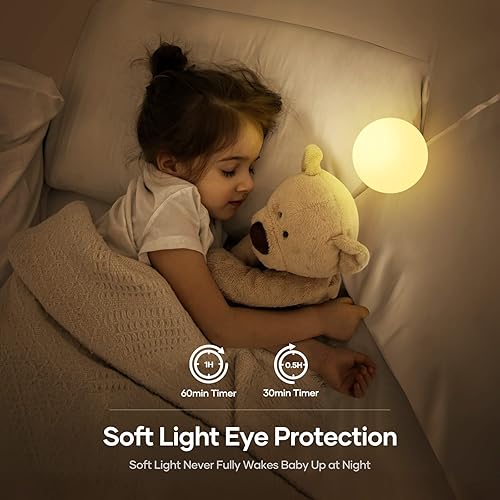 Miniatura 3 de Luz nocturna para niños lámpara regulable recargable por USB luz suave y cálida para lactancia sensor táctil y luces RGB que cambian de color para