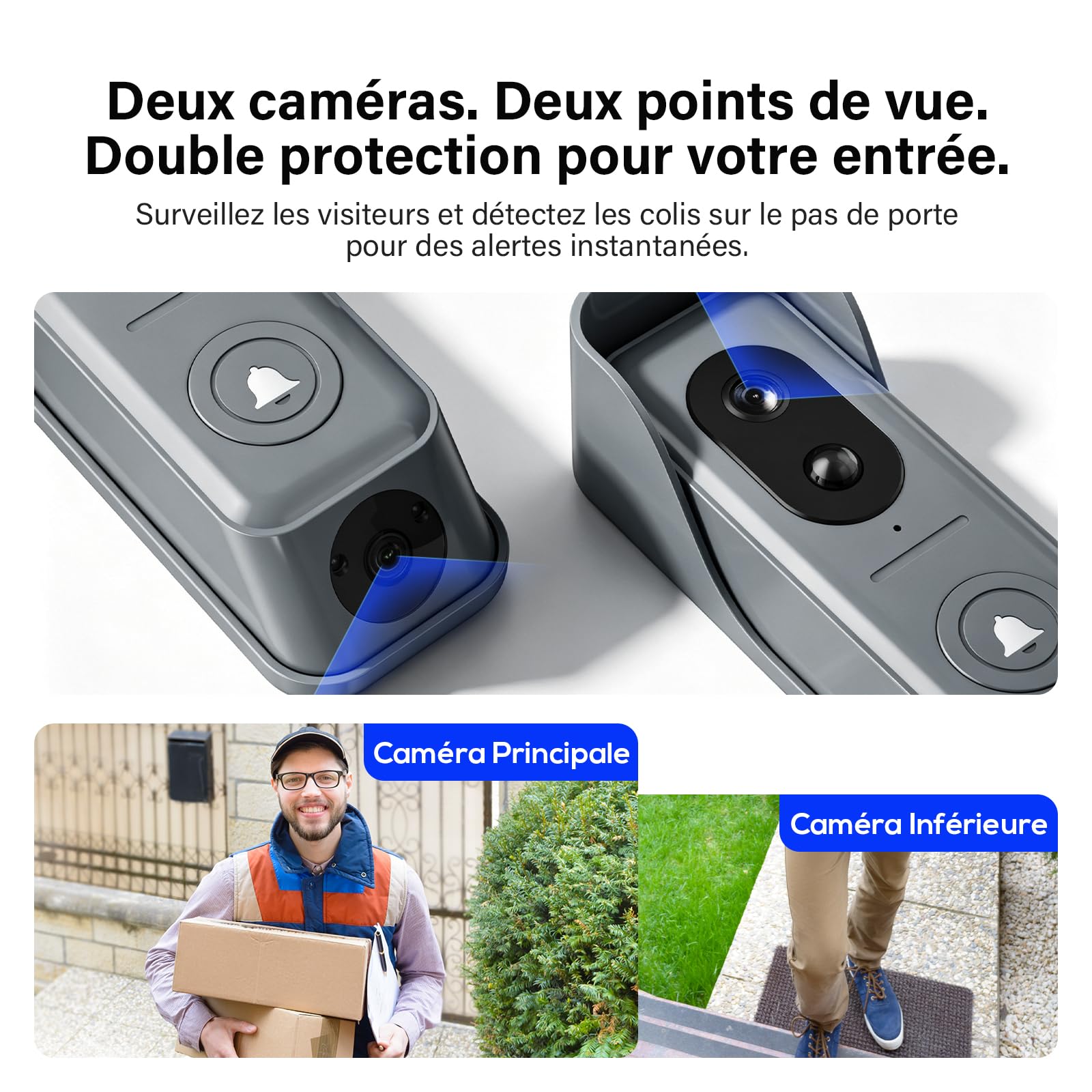 Sonnette Vidéo Double Lentille Sans Fil, Moniteur Tactile 8", Interphone Double Caméra WiFi 1080P, Détection Mouvement,Audio Bidirectionnel,Vision Nocturne,Stockage Local Sans Frais Mensuels, App Tuya