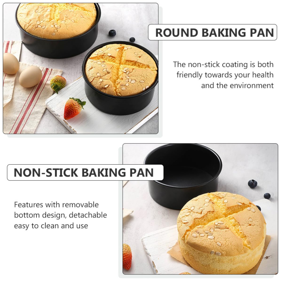 Kichvoe Set de 3 Moldes para Tartas Desmontables de Acero al Carbono Antiadherentes con Base Extraíble, Diseño Práctico y Aptos para Hornear Pasteles Multicapa