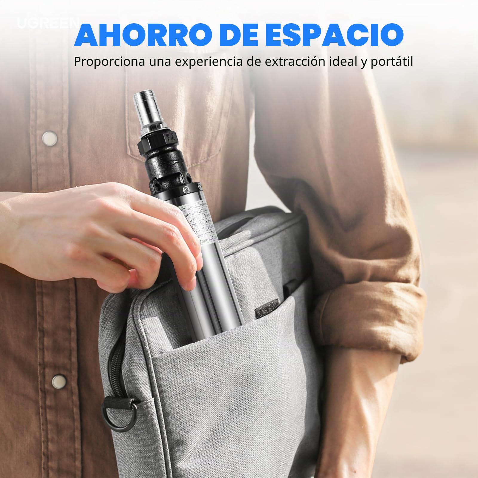 Bomba sumergible para pozos profundos, de acero inoxidable, 320 W, 3000 L/h, caudal de 25 m, IPX8, con filtro de suciedad y cable de conexión de 16 m, energía solar