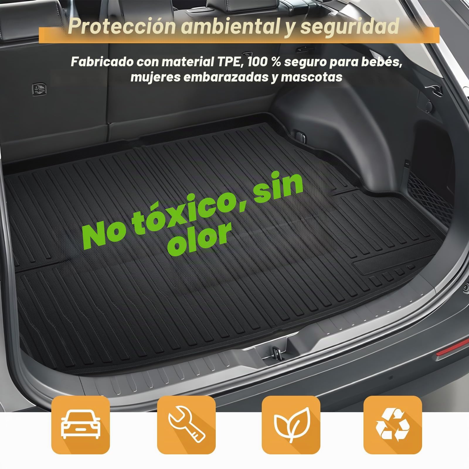 ECOZEN 3D Alfombrilla Maleter Toyota RAV4 XA50/Hybrid/PHEV/GR 2019-2025 TPE Alfombrilla de Goma para Maletero Impermeable Antideslizante Borde Alto Todo Clima Alfombrilla Maletero Toyota RAV4