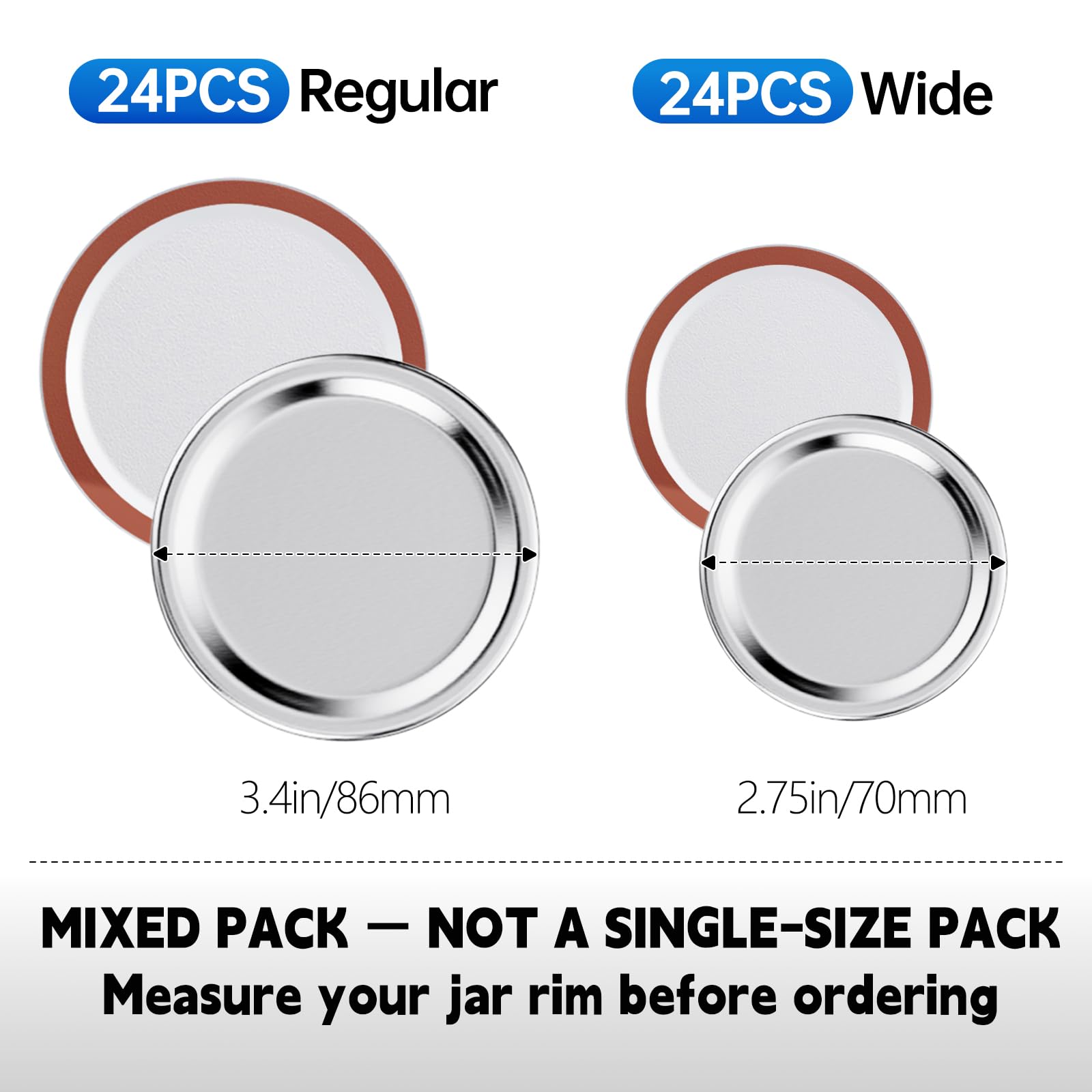 Canning Lids Only - 48 Flat Lids (Wide & Regular Mouth) -3
