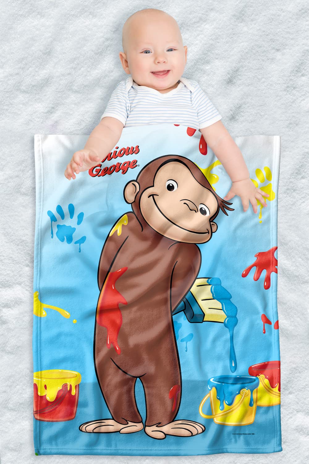 LOGOVISION Curious George Lightweight Baby Blanket, 30''X40'', Paint Unisex for Infants Girls & Boys