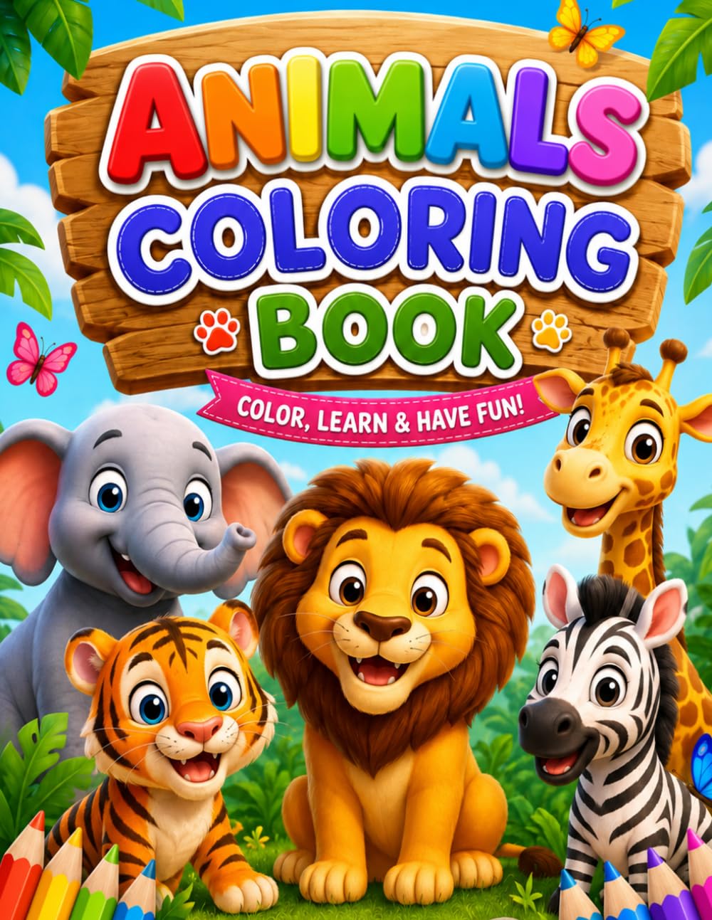 Animals Coloring Book: Color, Learn & Have Fun!