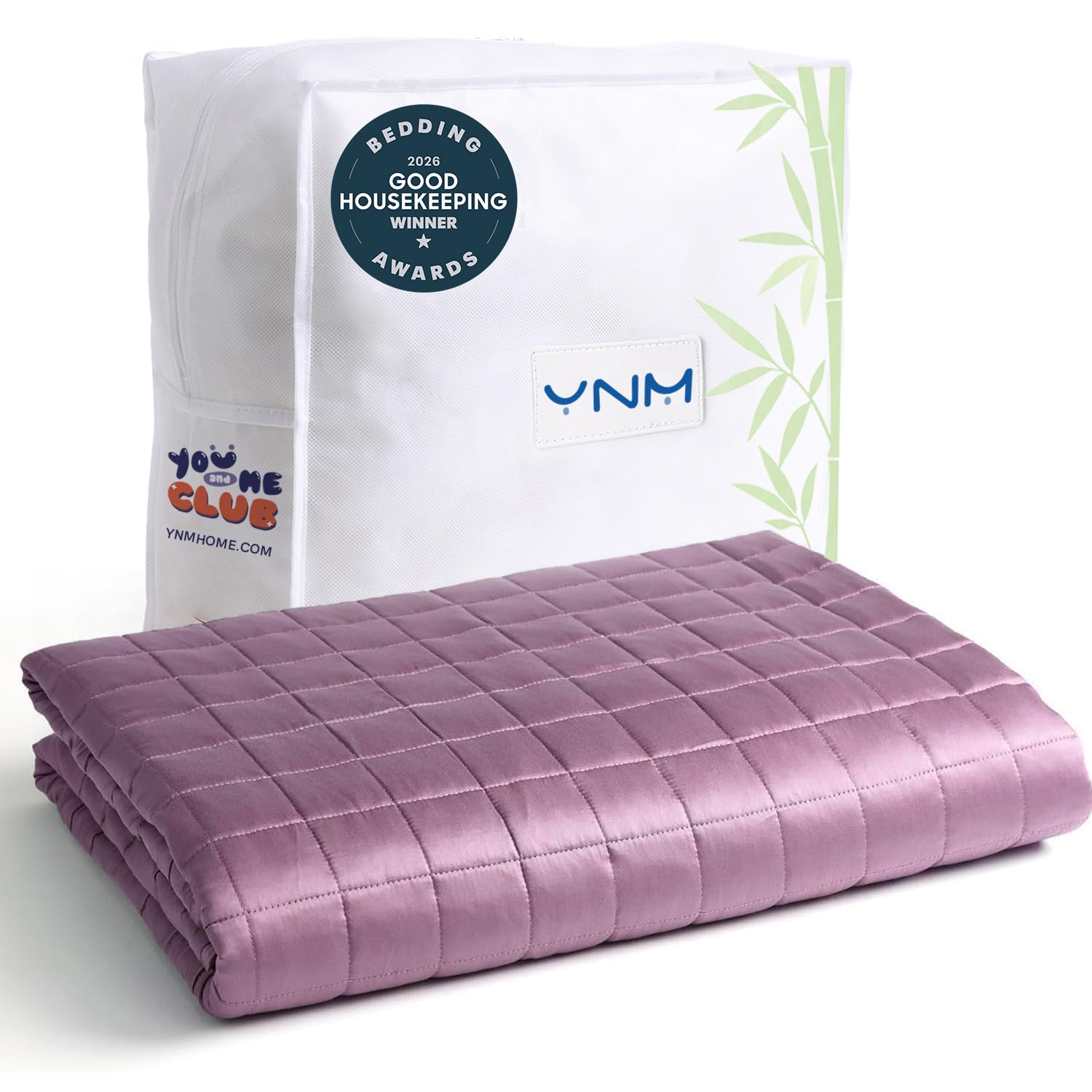 Photo 1 of YnM Exclusive Cooling Weighted Blanket, Smallest Compartments with Glass Beads, Bed Blanket for One Person of 140lbs, Ideal for Twin/Full Bed (48x72 Inches, Pounds, Fuchsia)