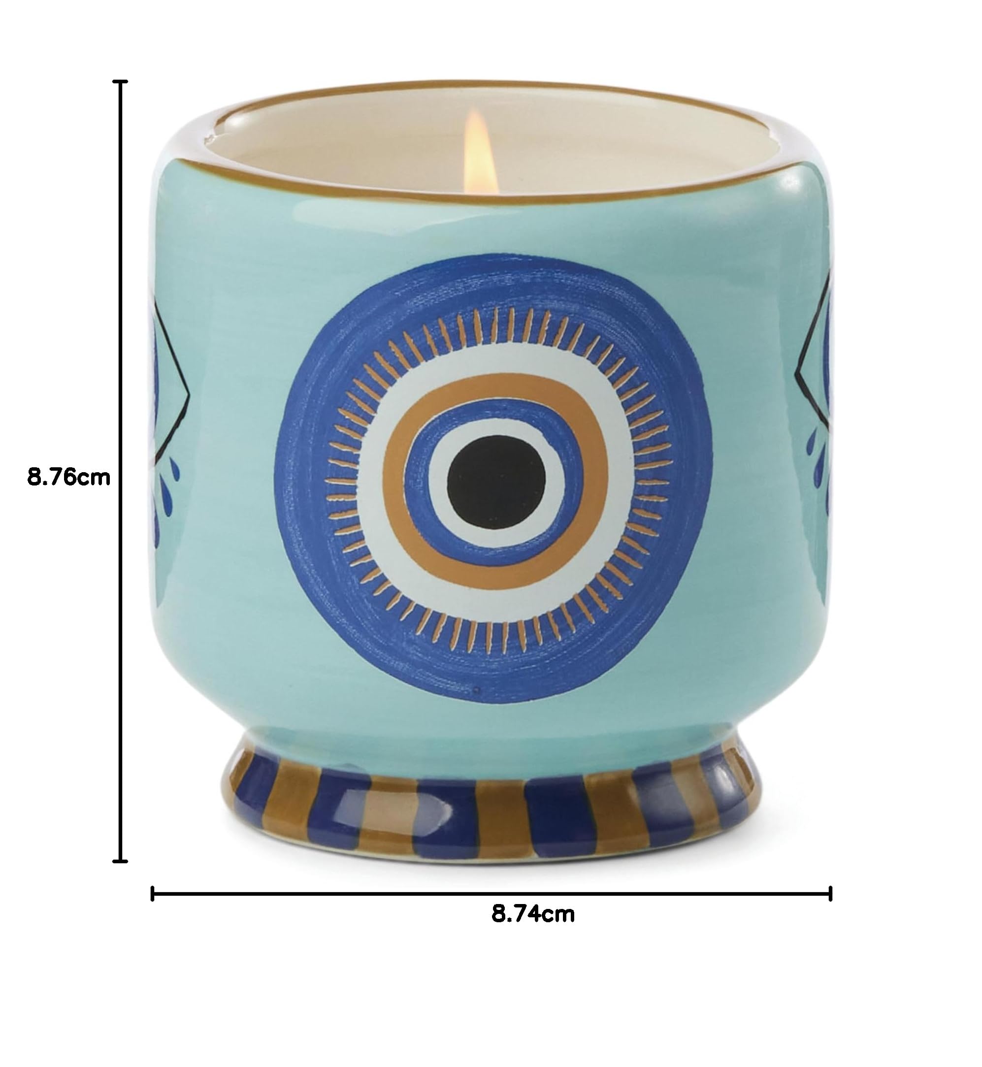 Paddywax Bougie parfumée Dopo en céramique peinte à la main - 226 g - Œil - Encens et fumée