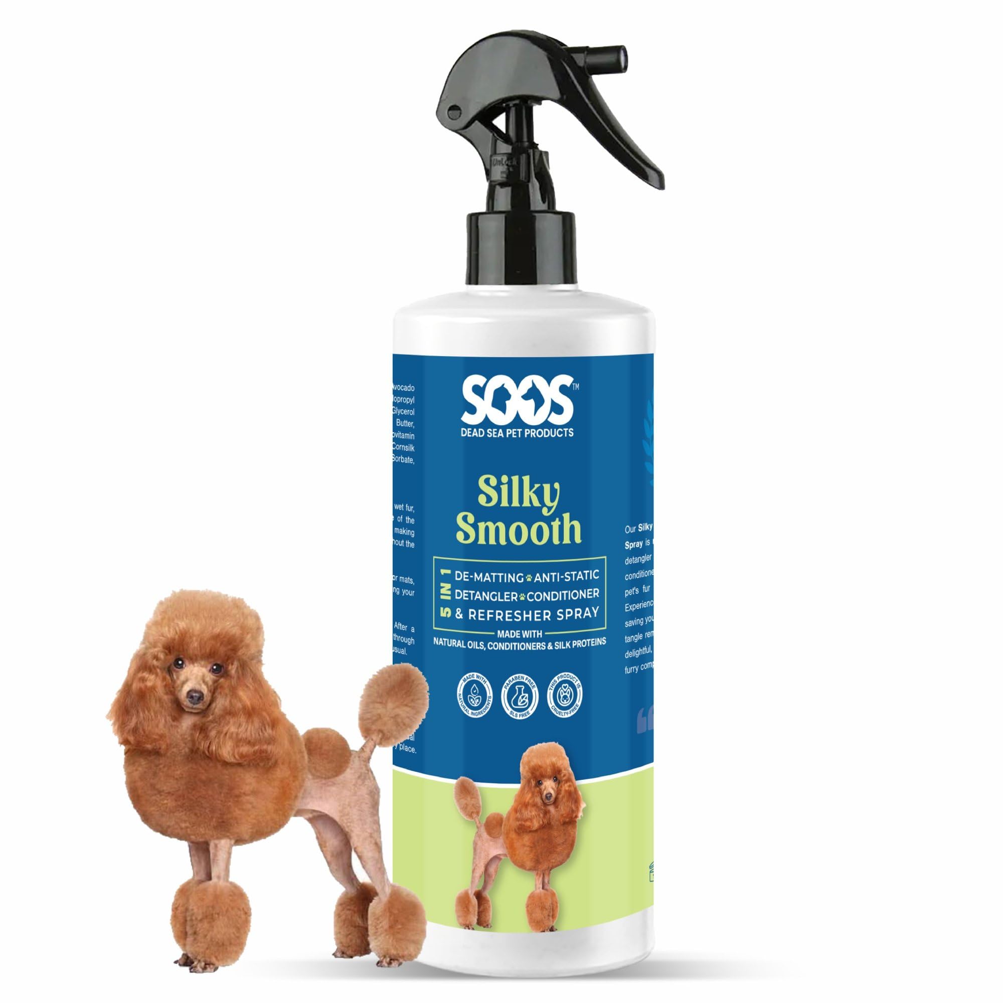 Soos Pet Silky Smooth 5-in-1 Leave-On Conditioning Spray for Dog &amp; Cat | Moisturizing, Anti-Itch, Softens Coat, Natural Ingredients | Pet Grooming Essentials - 500ml
