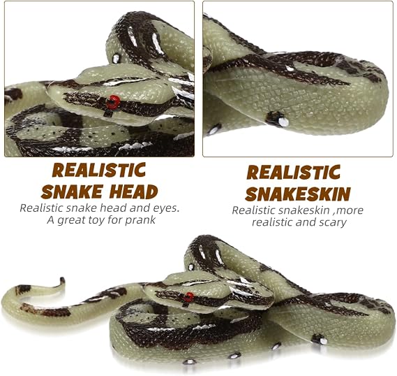 Amosfun Realistic Fake Snake Toy Plastic Prank Prop for Garden Yard