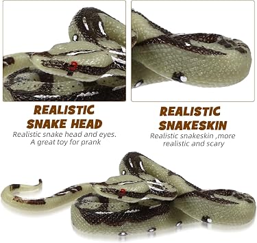 Amosfun Realistic Fake Snake Toy Plastic Prank Prop for Garden Yard