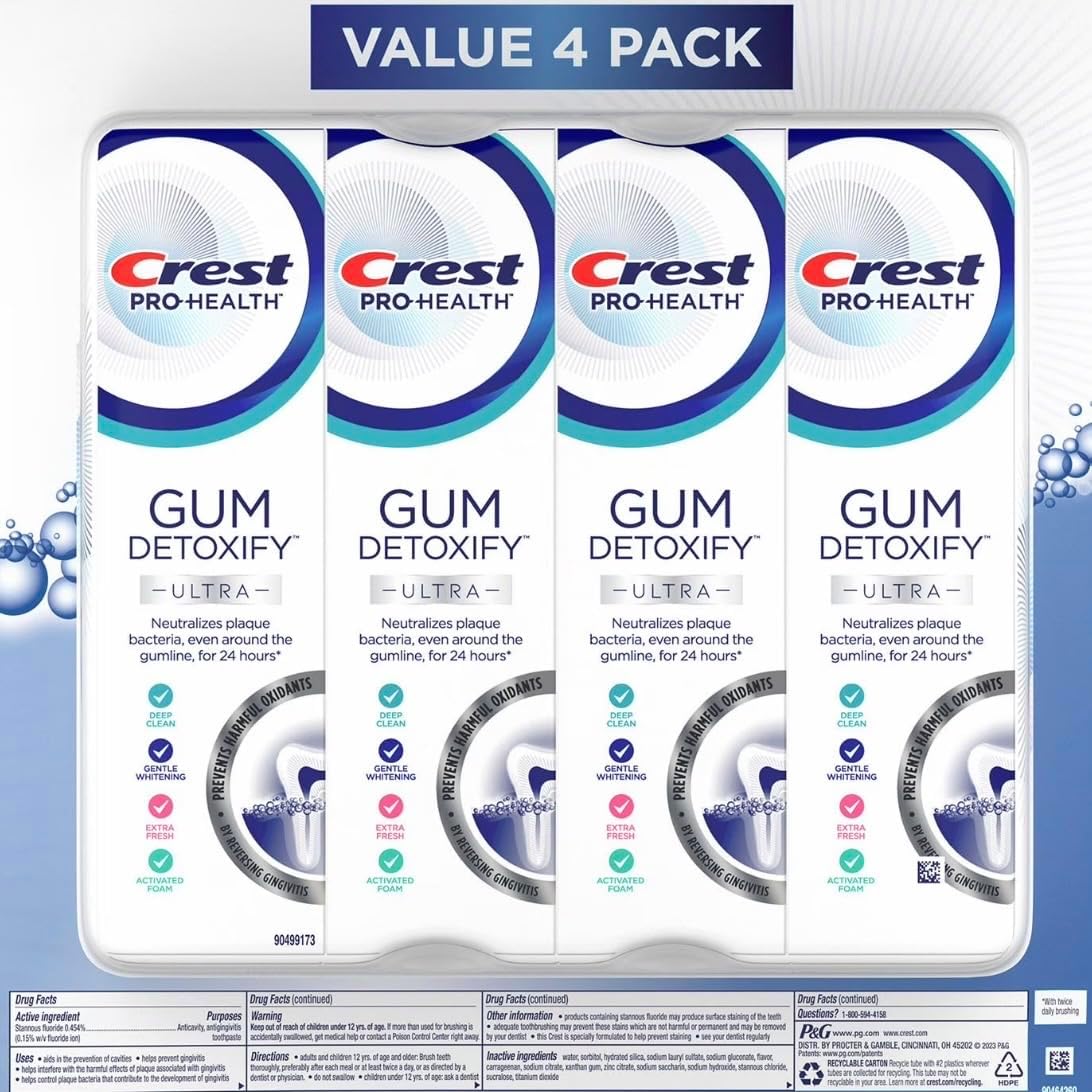 Crests Gum Detoxify Ultra Toothpaste, 4.7 oz, 4 Pack