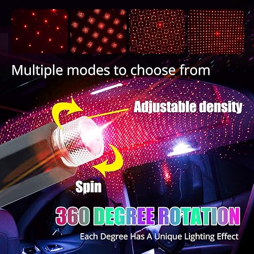 Miniatura 4 de HONLEEX - Proyector USB de luz nocturna para techo, LED, compacto, rojo, paquete de 1