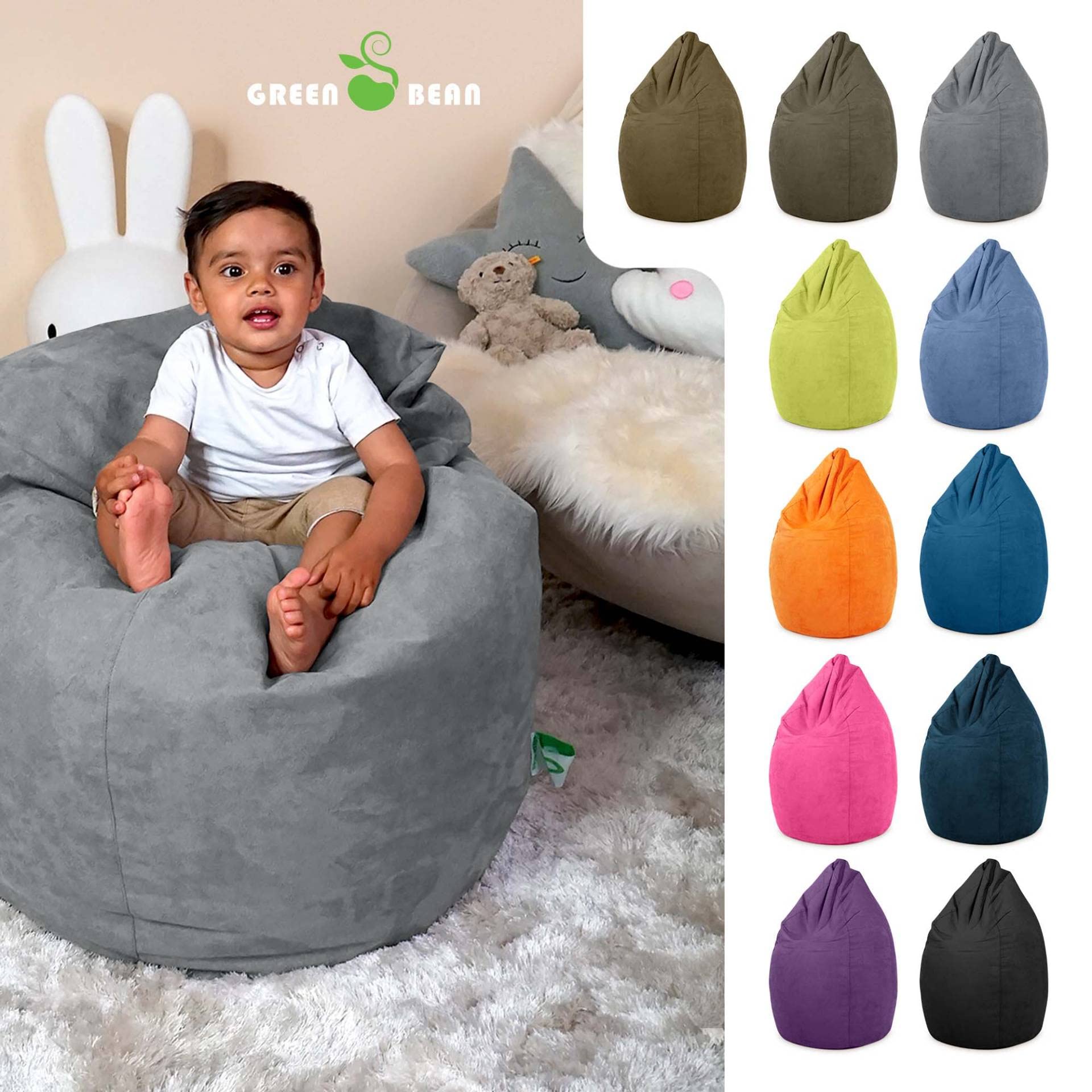 Green Bean© Pouf avec Dossier 60x60x90cm - Coussin de Siège Intérieur Remplissage 220L Doux et Lavable - Bean Bag Coussin de Sol Lounge Chair Hocker Chaise