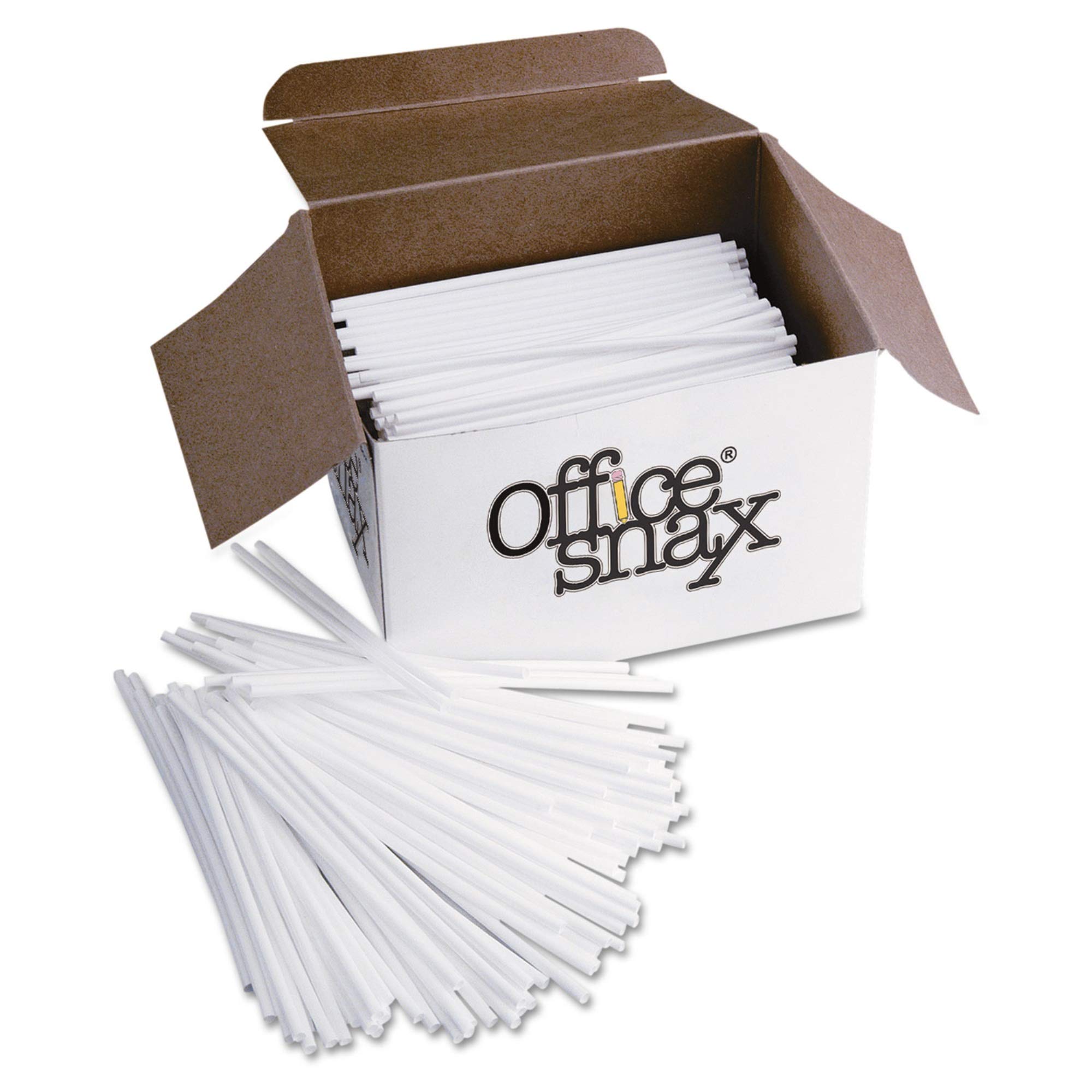 Office Snax STR5 Plastic Stir Sticks, 5-Inch, Plastic, White, 1000/Box