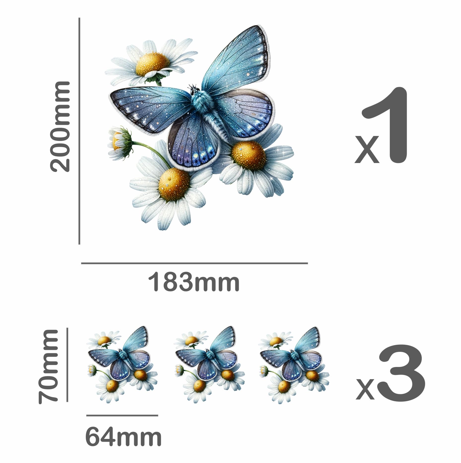 Butterfly Daisy Flower Vinyl Stickers, Cover up Marks, Multi-Purpose Ideal for Phone Cups, Tile, Toilet, Car, Laptop - Image 2