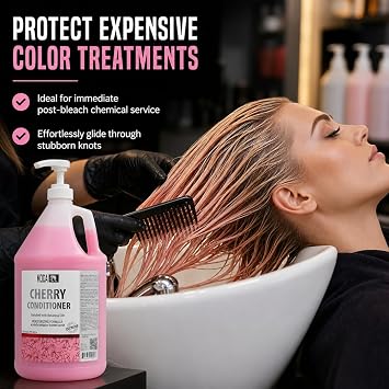 MODA Cherry Bulk Salon Conditioner Premium Back-Bar & Amenity Treatment Salon-Grade Luxury at Commercial Scale A 'set it and forget it' 1-Gallon single-SKU solution Repairs the cuticle 128 Oz