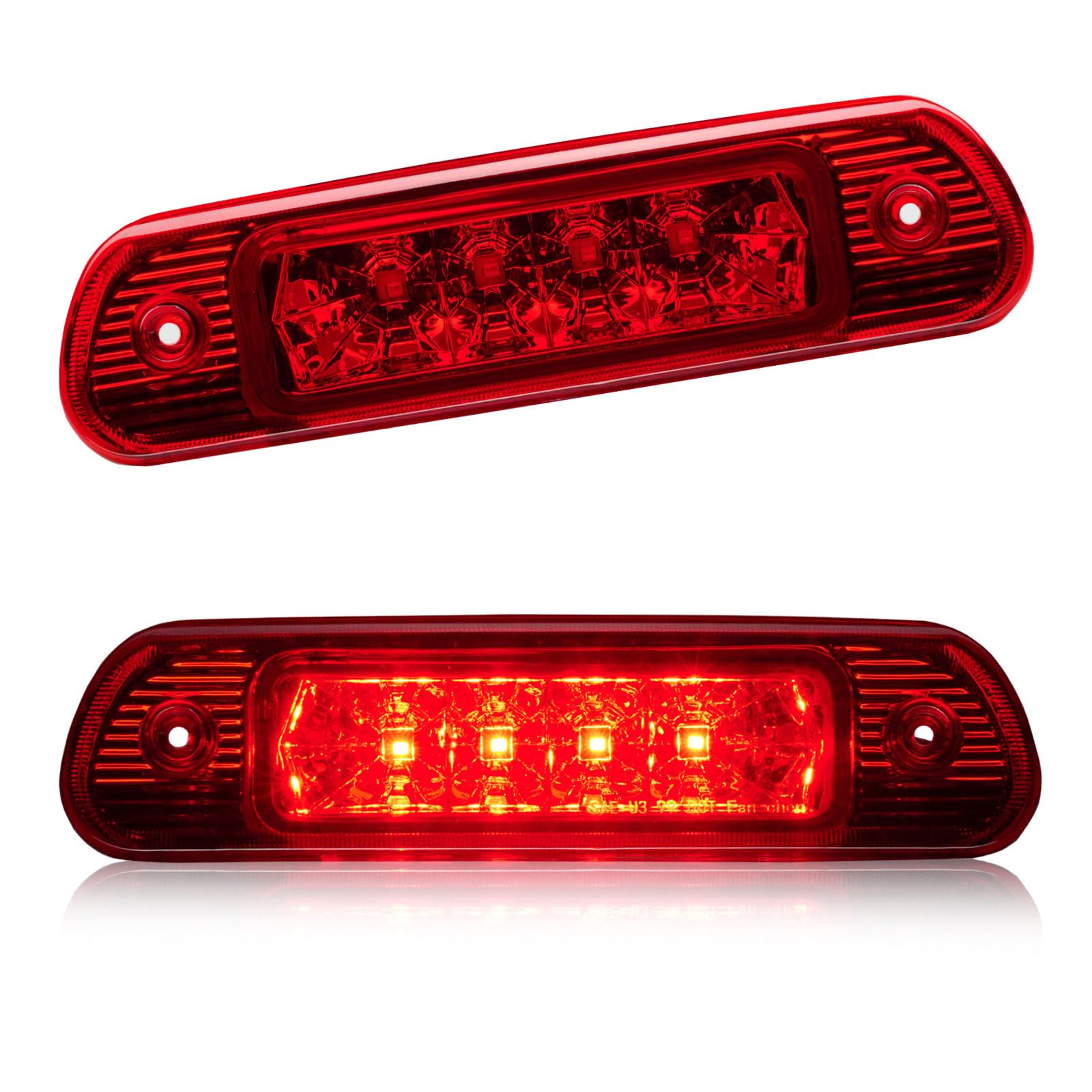 Third 3rd Brake LED for 1999-2004 Jeep Grand Cherokee, High Mount Rear Brake Lights Assembly for 99-04 Grand Cherokee, Waterproof Center Cab Lamp Stop Light (Red)