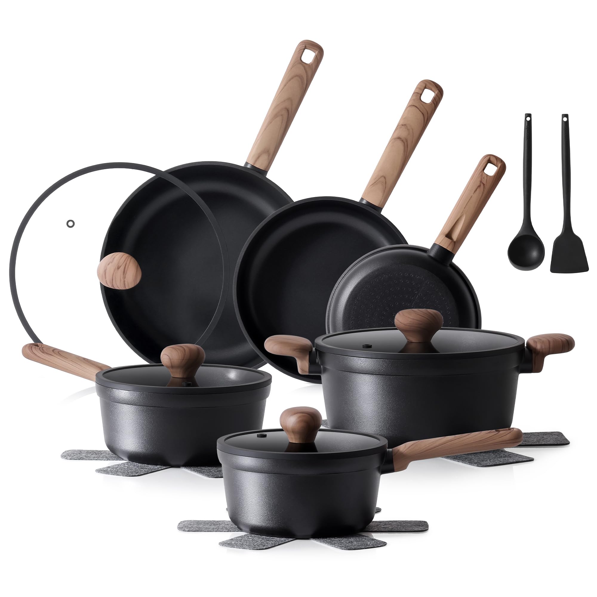 SENSARTE Batterie de Cuisine 17 Pièces, Revêtement Renforcé au Titane