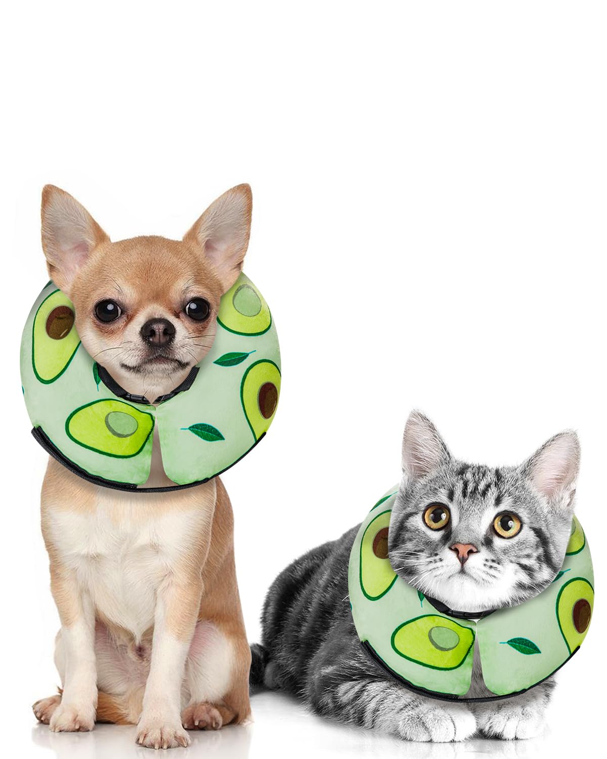 MIDOG Inflatable Dog Cone, Soft Donut Recovery Collar, Avocado, X-Small
