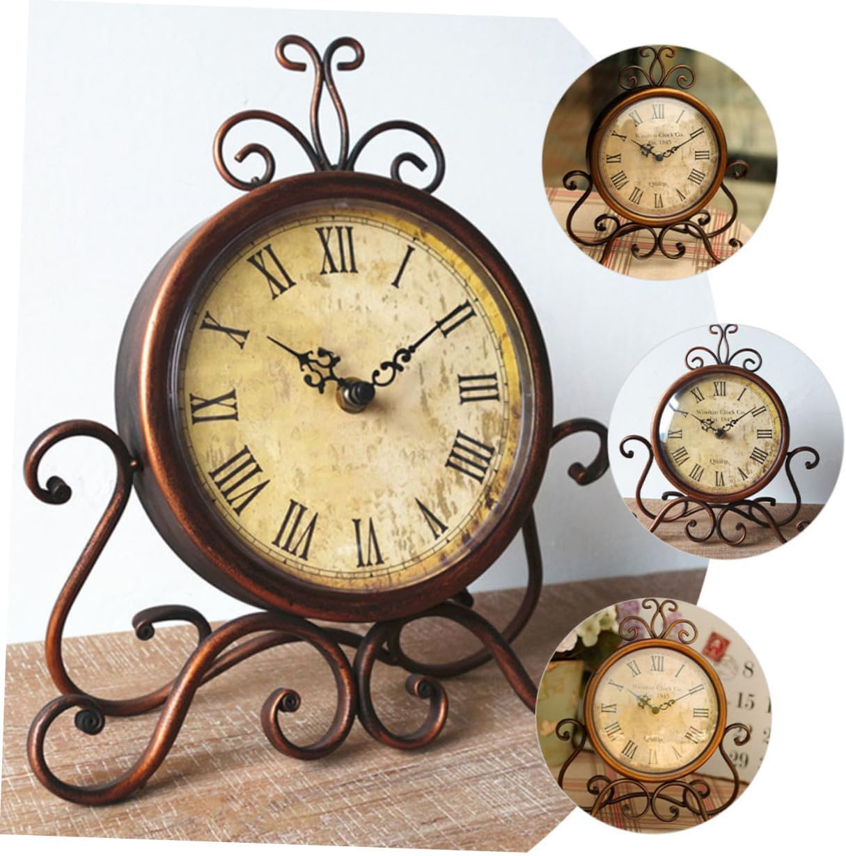 Retro Table Clock Non Ticking Design Elegant Mantel Clock for Living Room and Bedroom Decor European Style Battery for Home Office Spaces