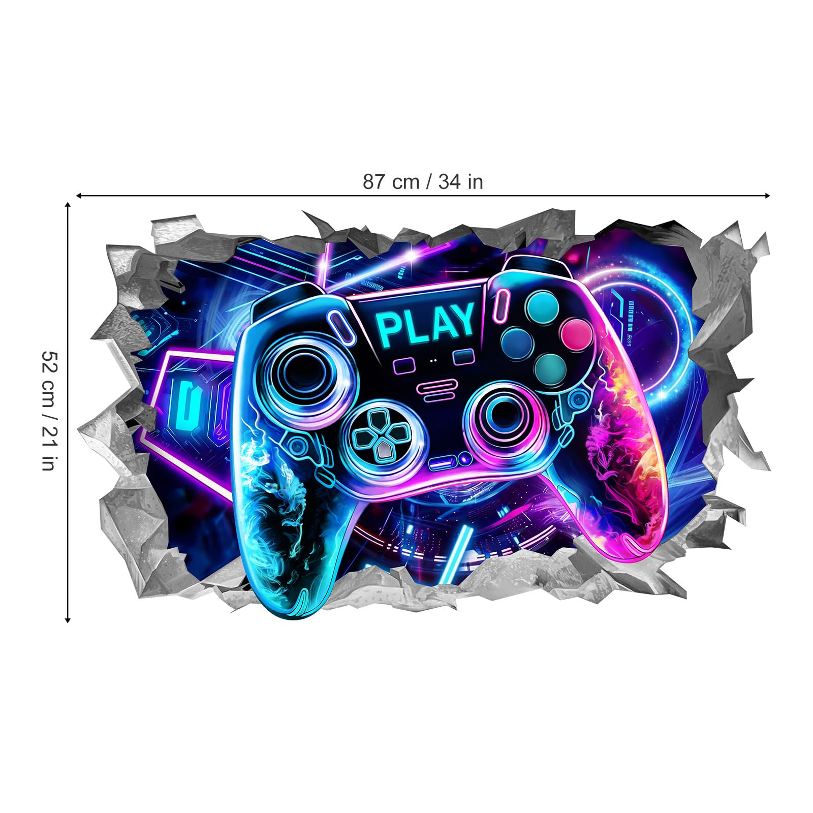 TOARTi Gamer Zone Autocollants Muraux 3D Pour Chambre De Joueur, Décalcomanie Murale Amovible En Vinyle Pour Jeux Vidéo, Décoration De Salle De Jeux Pour Adolescents (bleu