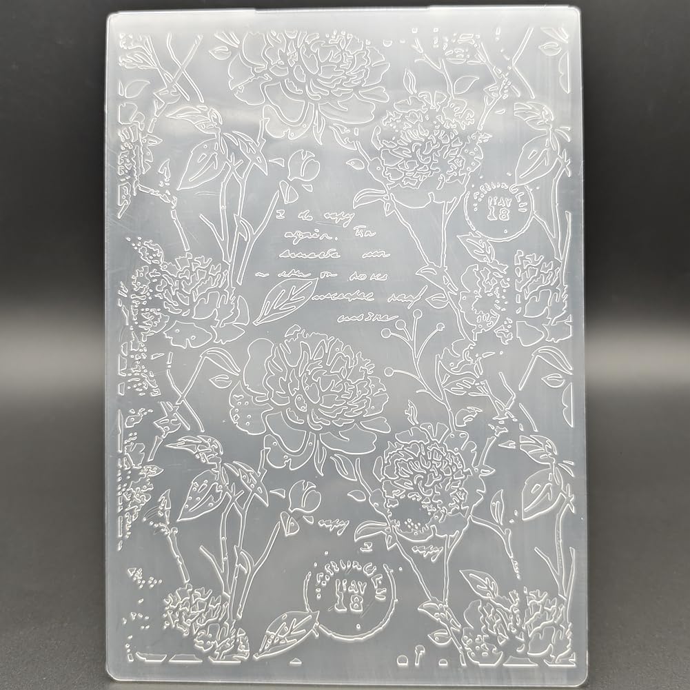 Plastic Embossing Folder 5x7 Inch Flowers & Stamps Paper Crafts Plastic Textured Impressions for Card Making Scrapbooking