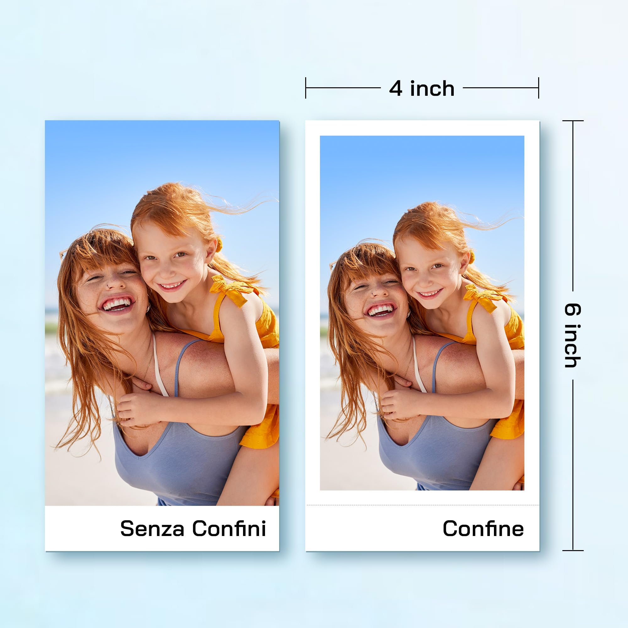 WOLFANG Stampante fotografica, stampante fotografica istantanea con 54 fogli (4"x6"), supporta la connessione WiFi, app di fotoritocco creativo, per smartphone iOS/Android