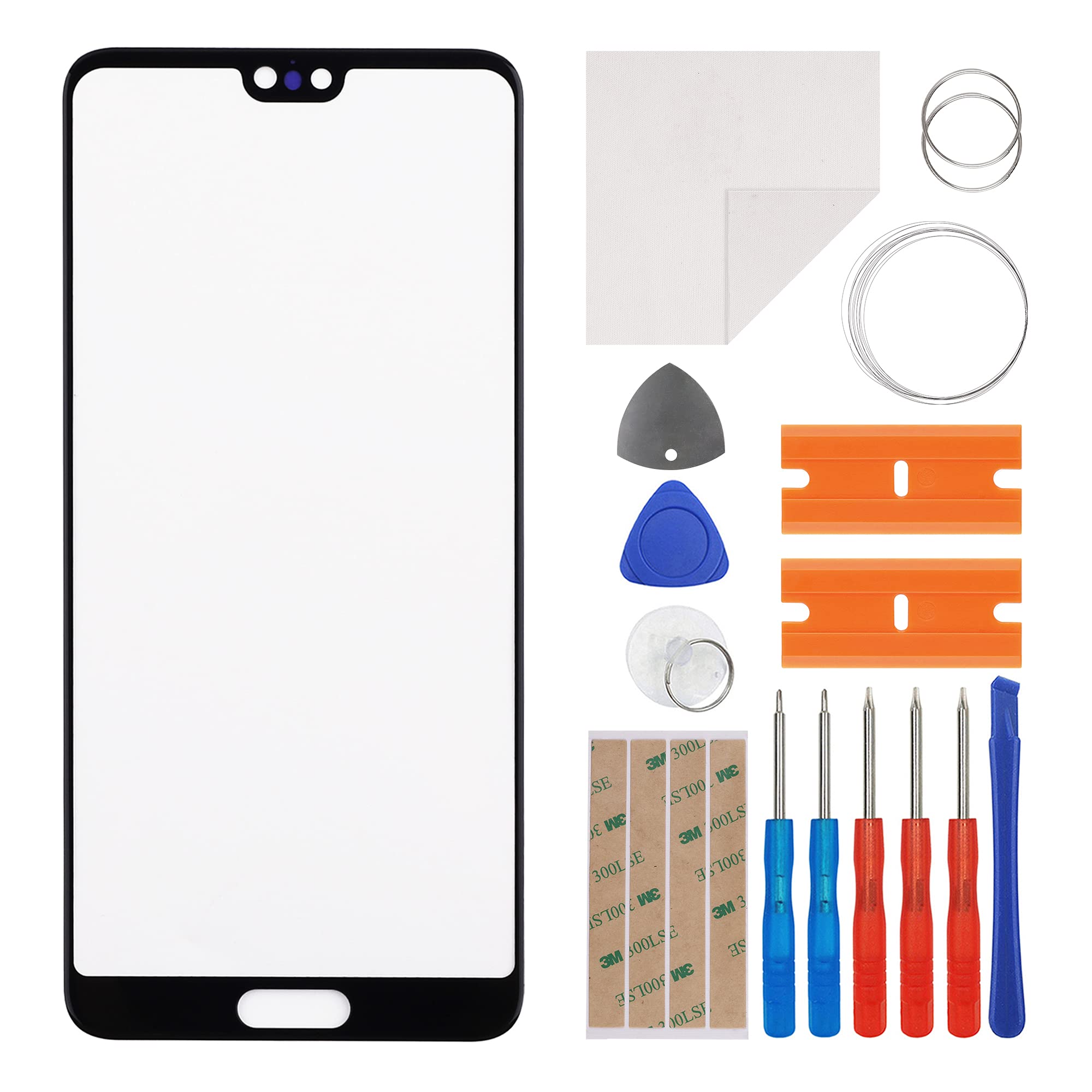 Repuesto de cristal frontal compatible con Huawei P20 kit herramientas E-yiiviil 5.8 pulgadas 6