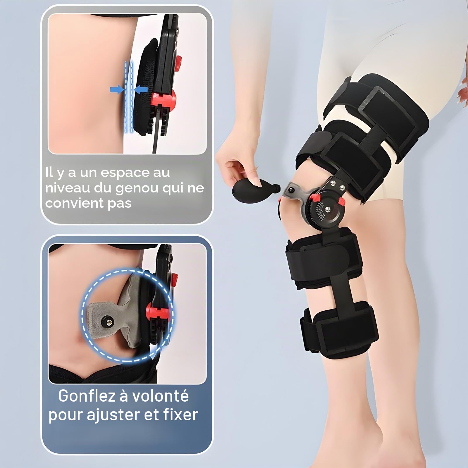 Orthèse de Genou,Support orthopédique réglable à charnière pour genouillère, Protection Post-opératoire pour genouillère, orthèse osseuse et ligamentaire,Left Side