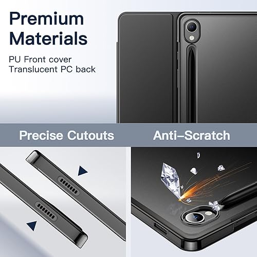 Miniatura 3 de JETech Funda para Samsung Galaxy Tab S9 de 11 pulgadas, funda protectora translúcida con soporte de tres pliegues en la parte trasera, compatible