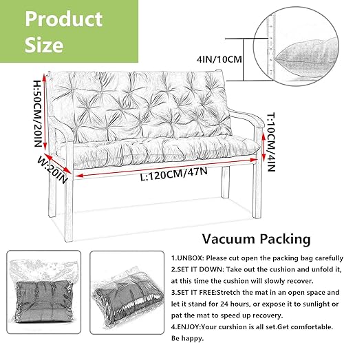 Miniatura 6 de lsxlkha Cojines para columpio de 2 a 3 plazas, cojines para columpios de porche al aire libre, impermeables, gruesos, de 4 pulgadas, con respaldo y
