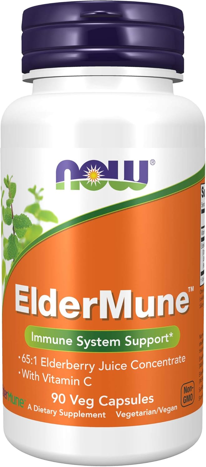 NOW Supplements, ElderMune 65:1 Elderberry Juice Concentrate With Vitamin C, Immune System Support, 90 Veg Capsules : Health & Household