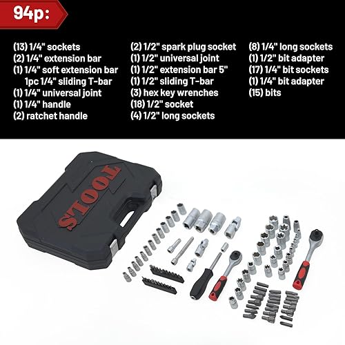 Miniatura 3 de Ultimate Sockets Set de herramientas de mano integral, perfecto para el hogar, colegio, dormitorio, coche, kit de emergencia ideal para apartamento