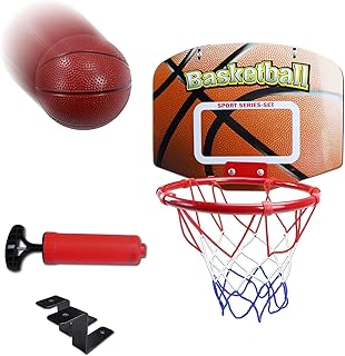Panier de Basket avec Ballon et Pompe Jouet de Basketball Enfant Interieur et Exterieur pour Garçon Fille 3 4 5 6 7 Ans Mini Panier Basket Mural Bureau Jeu de Sport Cadeau pour Enfants