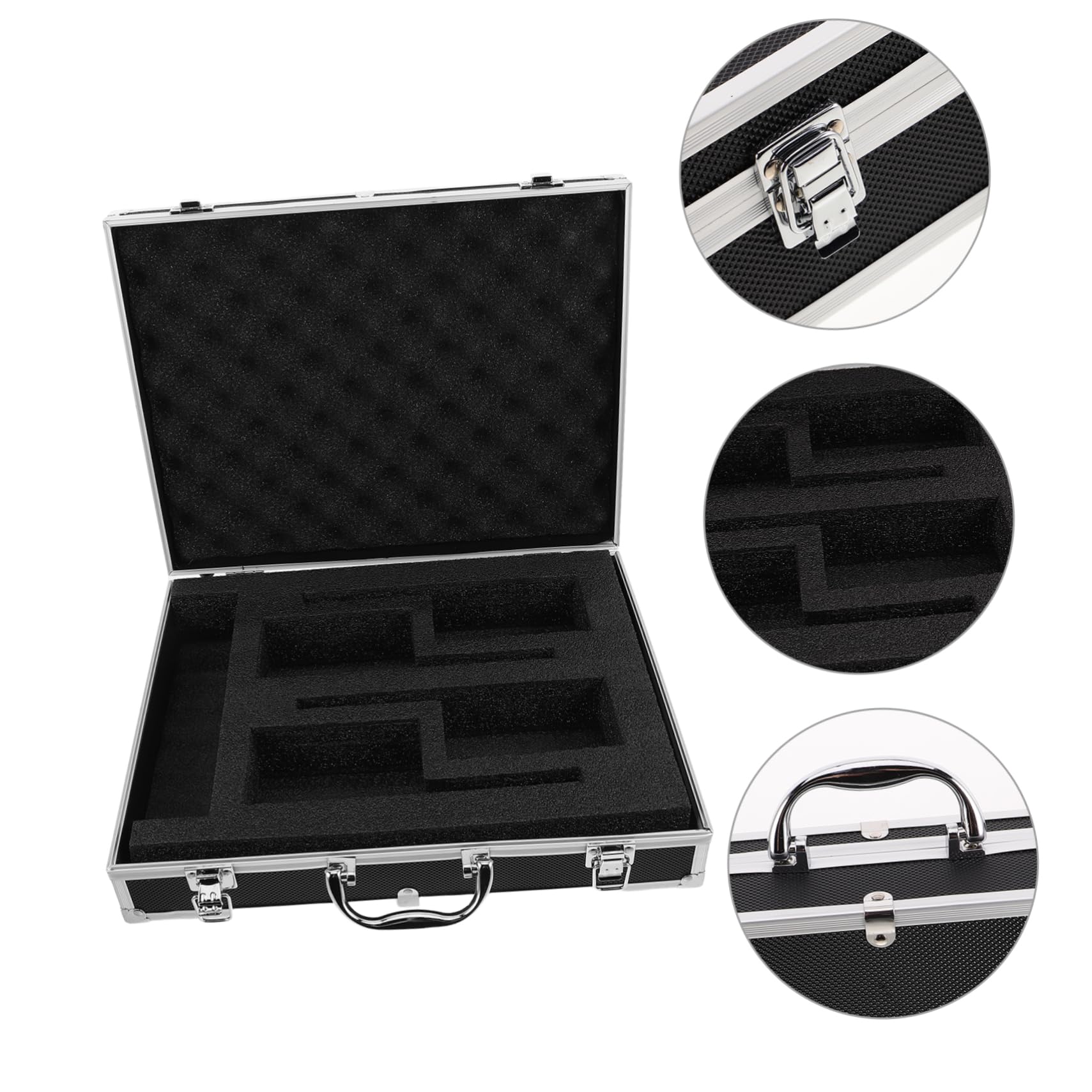 SOLUSTRE Caja De Almacenamiento para Micrófono con Interior Suave De Esponja Estuche De Aluminio Resistente Impactos para Eventos Al Aire y Transporte De Micrófonos