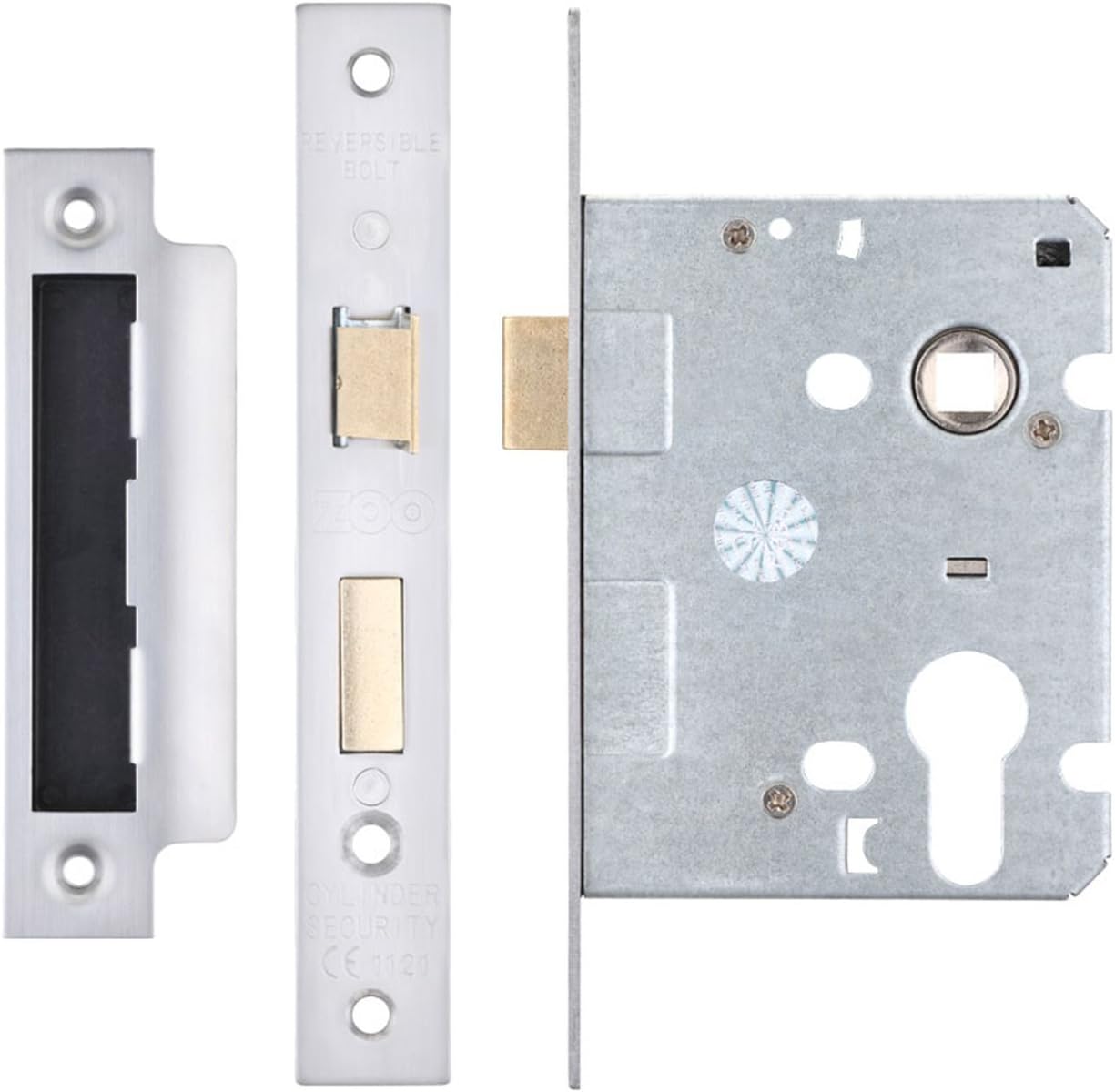 Zoo Hardware Mortice Euro Profile Sash Lock Case Body - Stainless Steel (76mm Case (57mm Backset))
