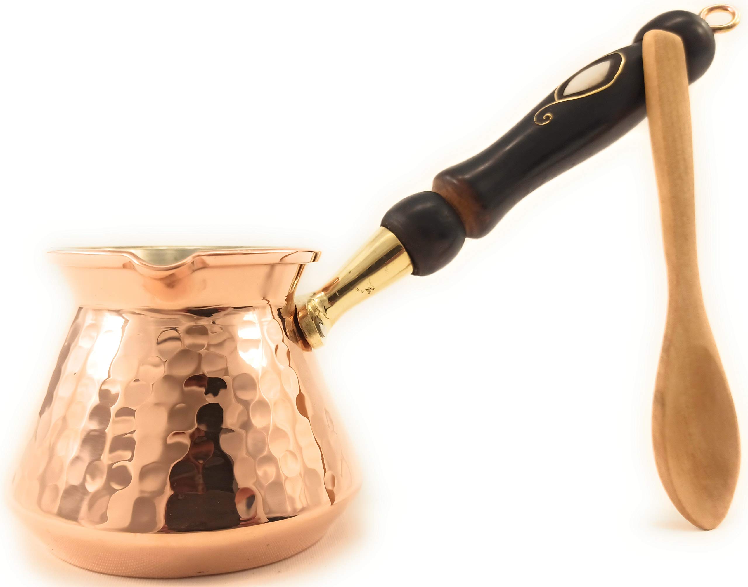 ACC Series (Small-8.5 fl oz) - Hand Hammered Turkish Greek Arabic Armenian Copper Coffee Pot/Heavy Duty Stovetop Coffee Maker Cezve Jazzve Jazva Jezve Ibrik Briki