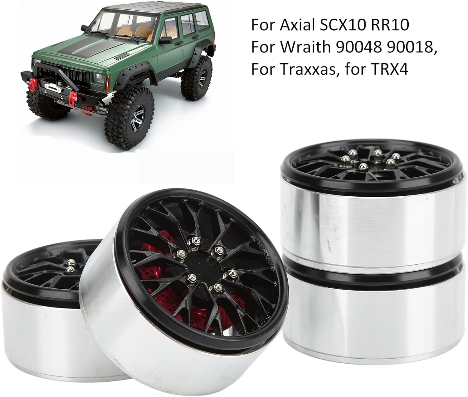 2.2インチビードロックホイールリムハブ、トラクサス用RCアルミニウム合金ビードロックホイールハブ、ソケットレンチ付き耐久性のある高