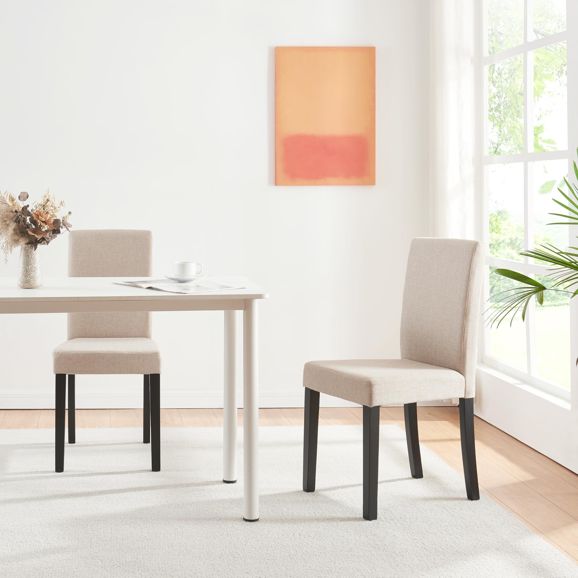 [en.casa] Krzesła do jadalni Hamburg zestaw 6 krzeseł kuchennych tekstylnych krzesło tapicerowane 89 x 43 x 54 cm nogi drewniane beżowe