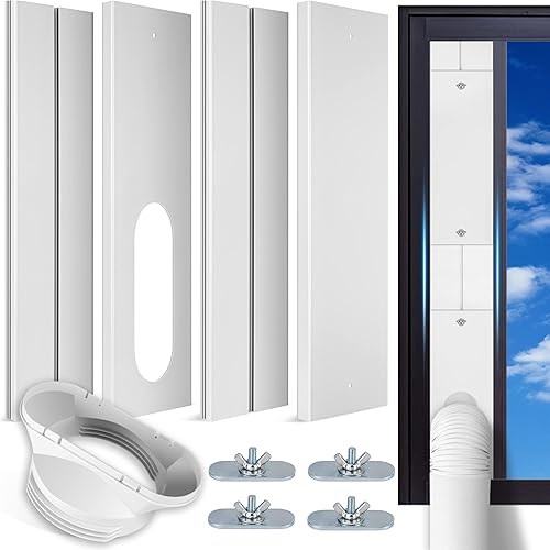 Kit de sellado de ventana de aire acondicionado portátil con acoplador universal, placa de PVC reforzada, kit de ventilación de CA ajustable para