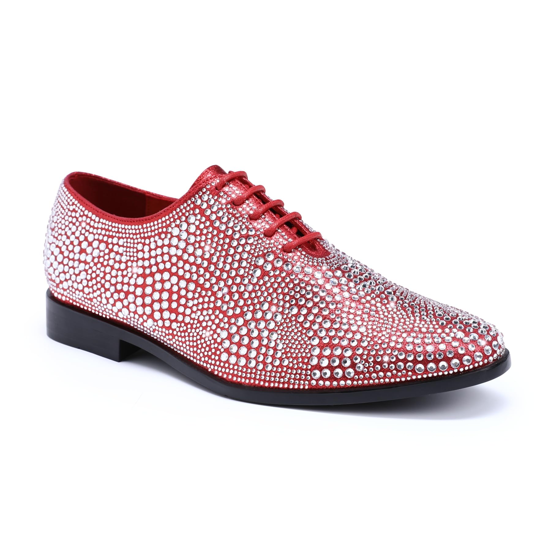 AUSTIN MILL Mens Rhinestone Designer Oxford Suede Non Slip Lace up Dress Shoes Wedding Party Prom Shoe