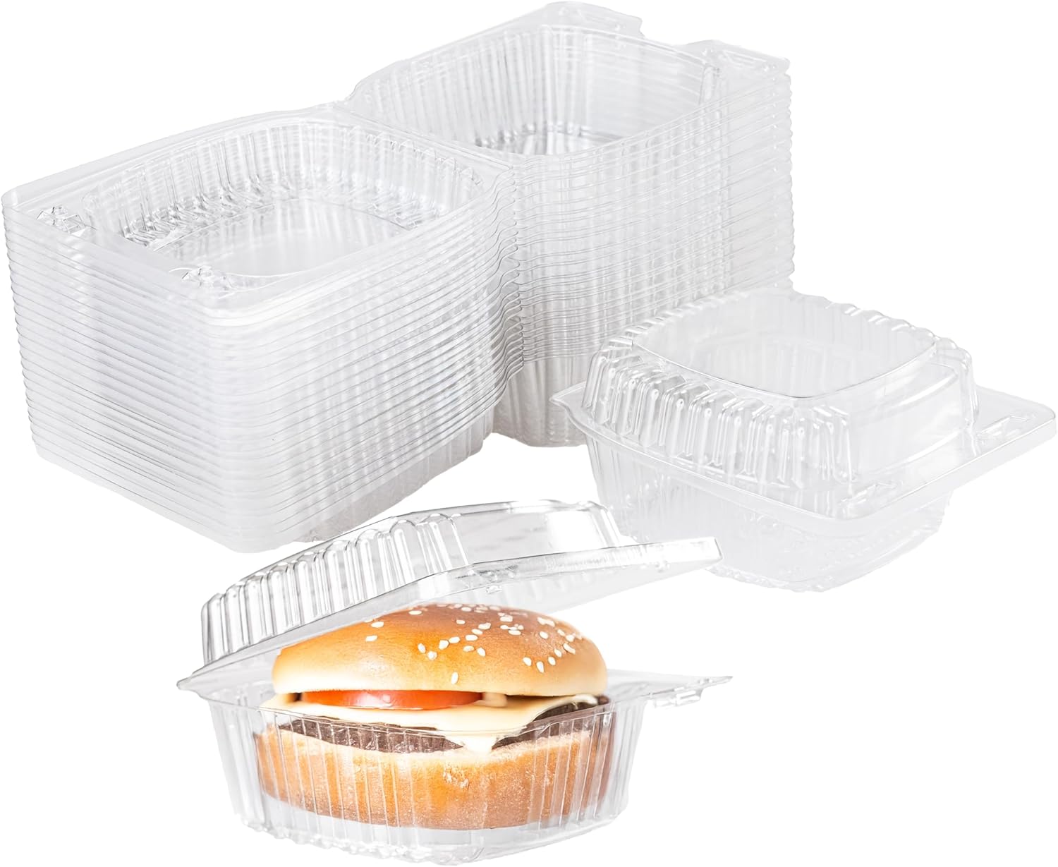 500 Clear Plastic Clamshell Containers 5.3x4.7x2.8 - Disposable Food Boxes