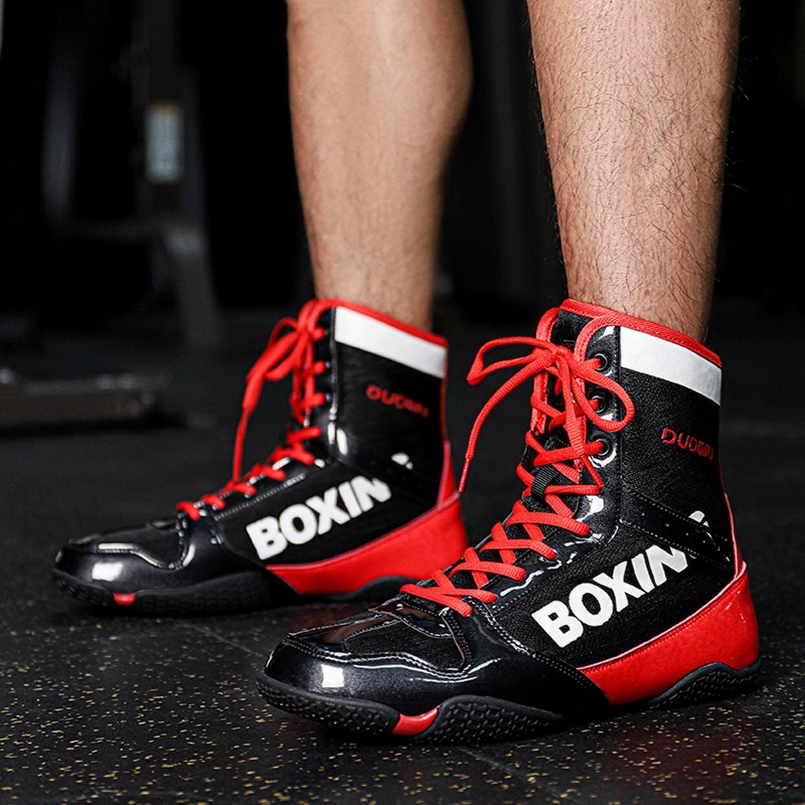 Zapatillas De Entrenamiento De Lucha para Hombres Y Mujeres - Zapatos Profesionales Antideslizantes Adecuados para Lucha Y Levantamiento De Pesas Unisex,Rojo,43 EU