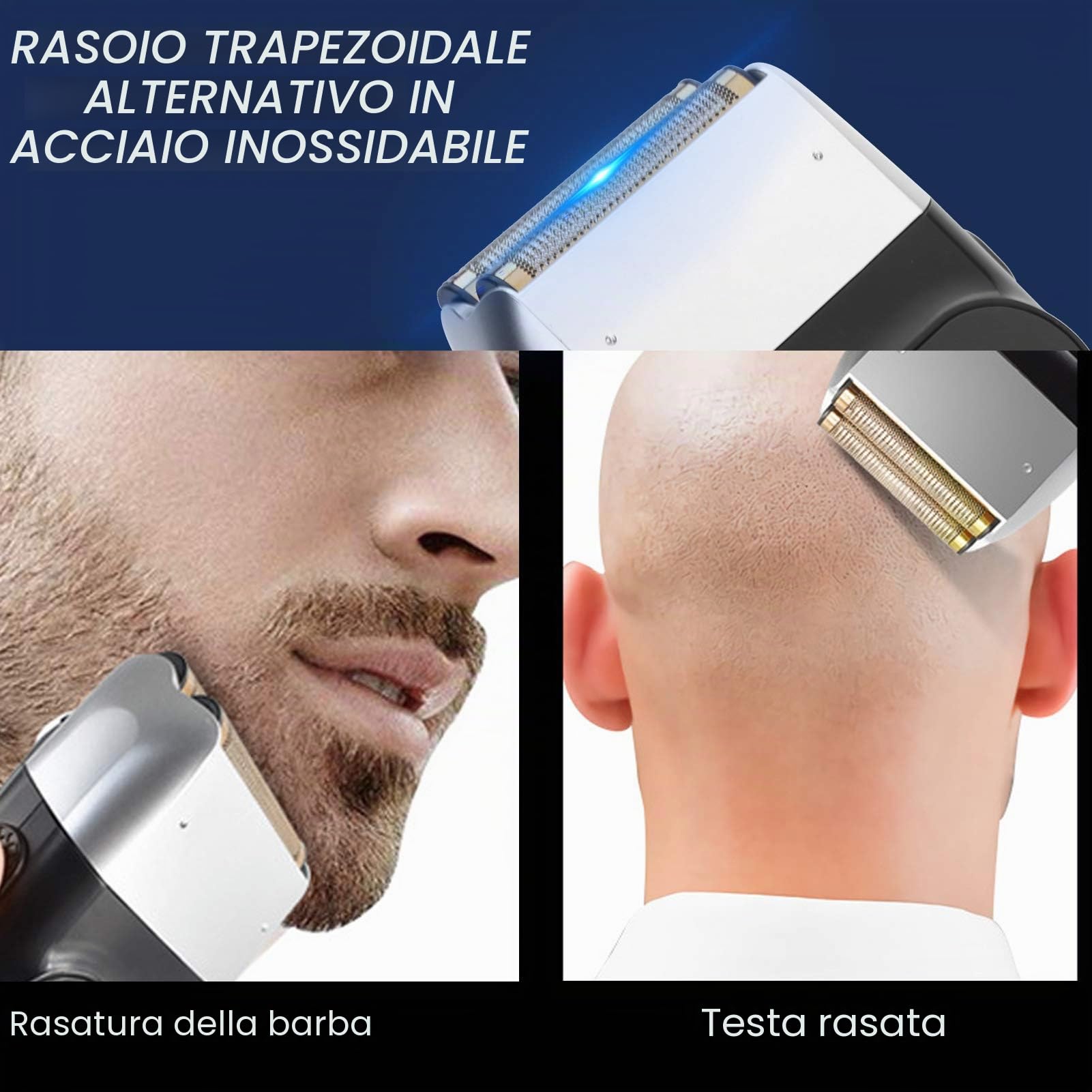 Rasoi Elettrici a Lamina 1400 MAh, Rasatura e Rasatura della Testa Calva 2 in 1, Rasoio Barba Uomo Portatile Ricaricabile per Barbieri e Stilisti Professionisti