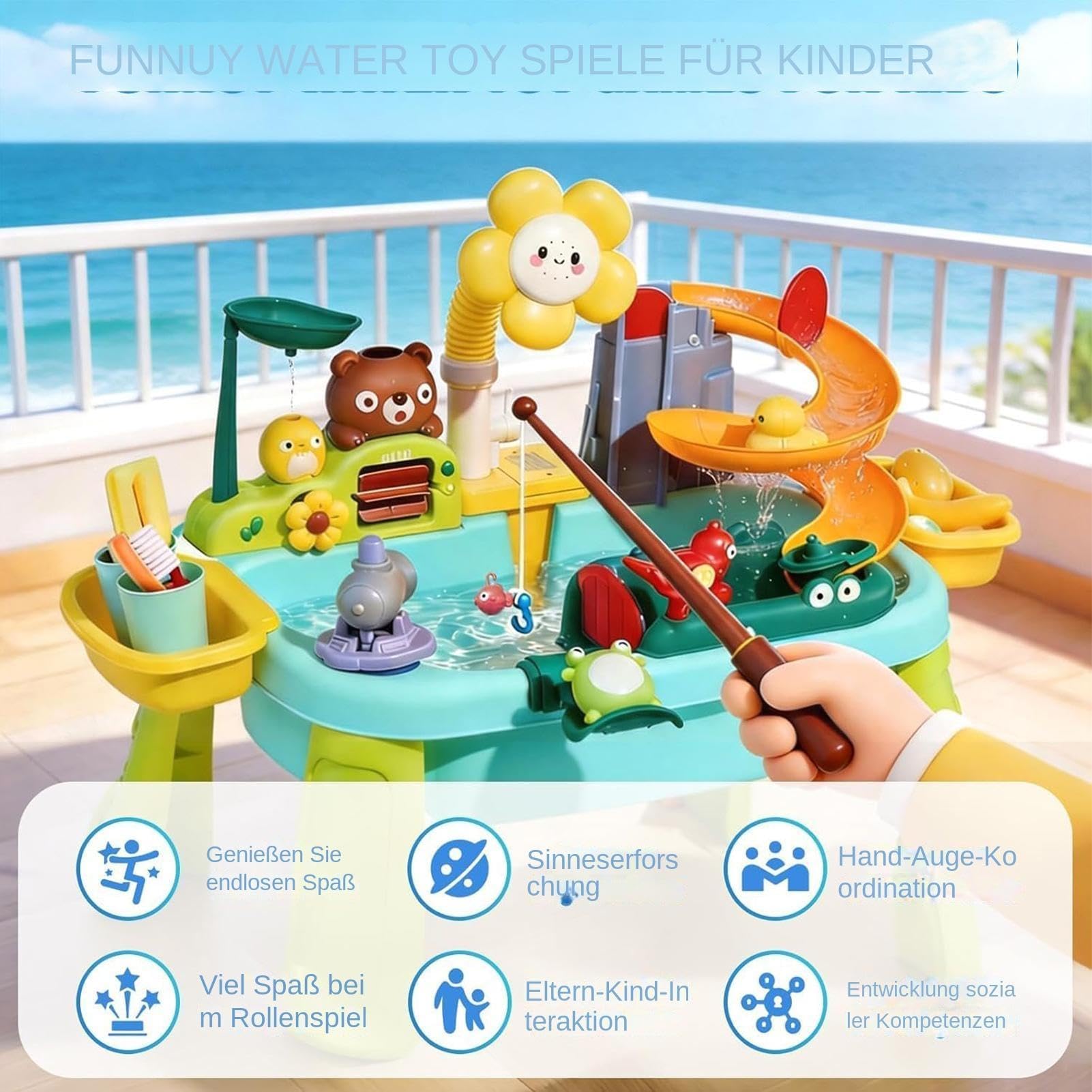 Wasserspieltisch – ABS 59x33x42cm | Sinnestisch Mit Lauffunktion | Grundwasserspiegel1 | Interaktive Aktivitätsstation Für Kinder Zum Spielerischen Lernen Im Innen- Und Außenbereich Und Zur Förderung