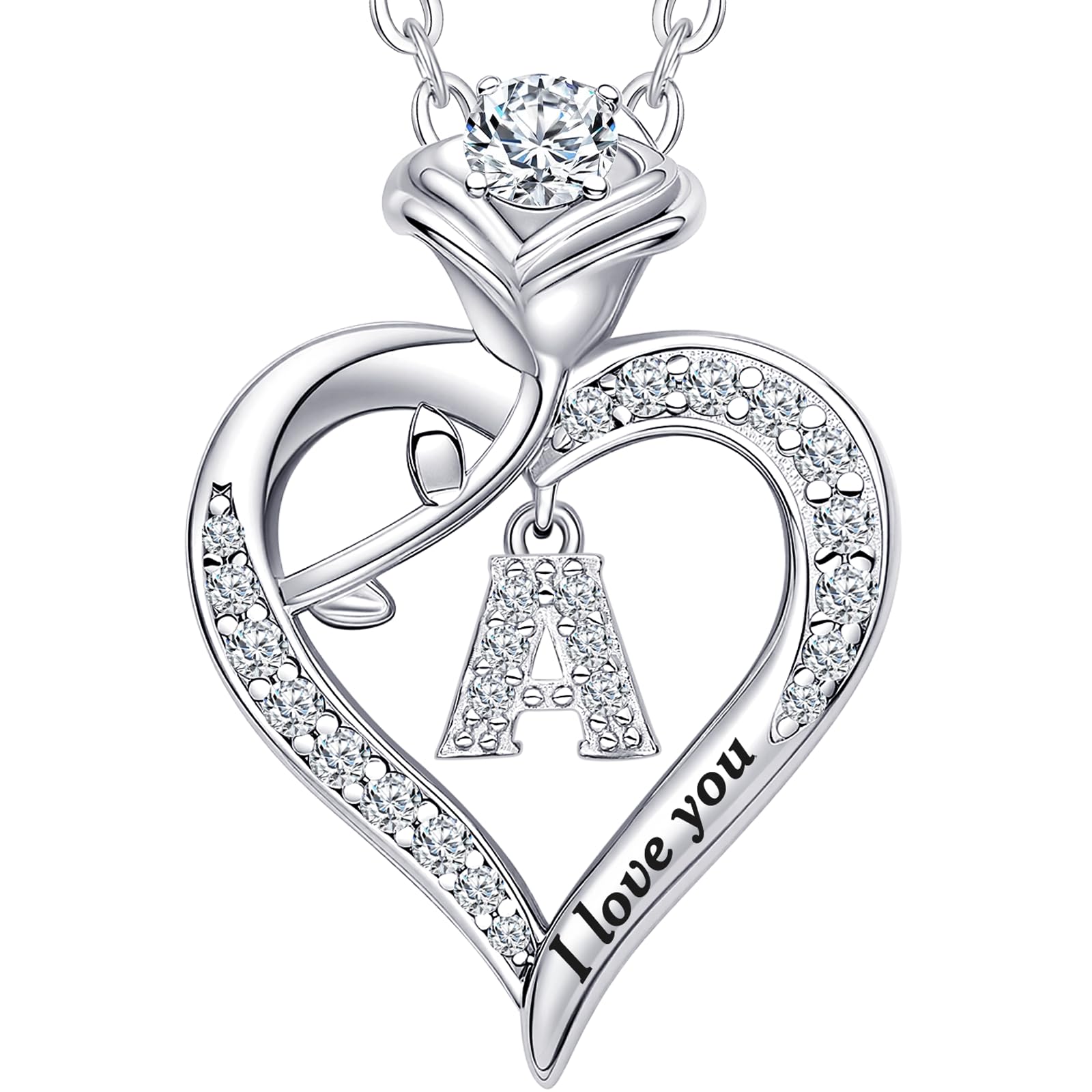 Moissanite Rose Heart Necklace